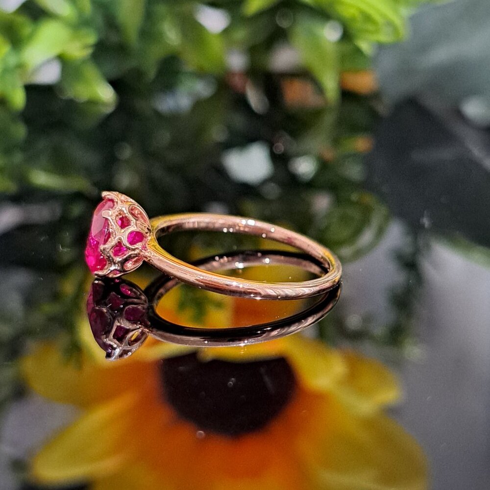 Ruby 14k Yellow Solid Gold Ring, Size 6 3/4, Free… - image 4